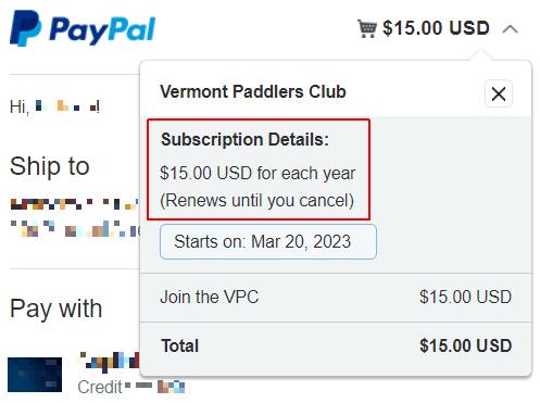 Screenshot from PayPal